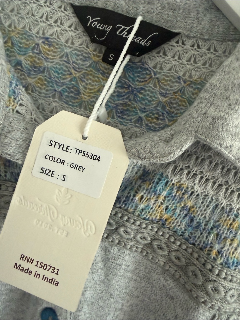 Young Threads NWT Boho Ruffle Hem Button Front Top Small - Picture 6 of 10